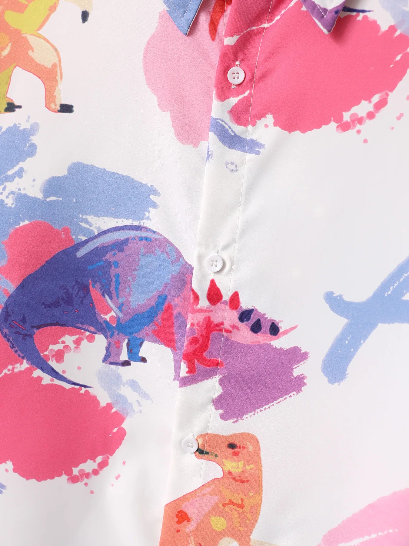 Printing Plus Size Womens Casual Man American Summer Fried Street Small Dinosaur Fashion Oversized Mens Shirts