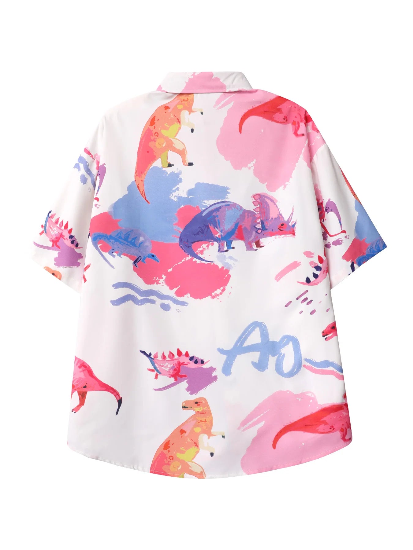 Printing Plus Size Womens Casual Man American Summer Fried Street Small Dinosaur Fashion Oversized Mens Shirts