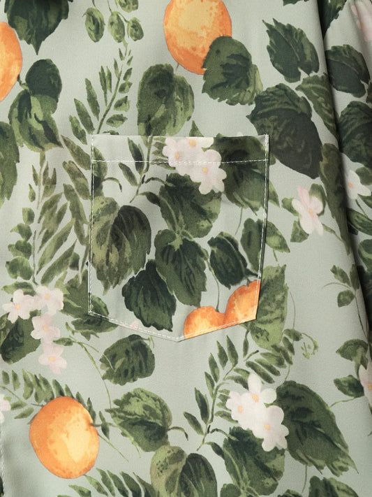 Oversized Loose Hawaiian Lemon Short Sleeve Shirt Men Vintage Loose Couple Beach Shirts for Summer Clothing Streetwear
