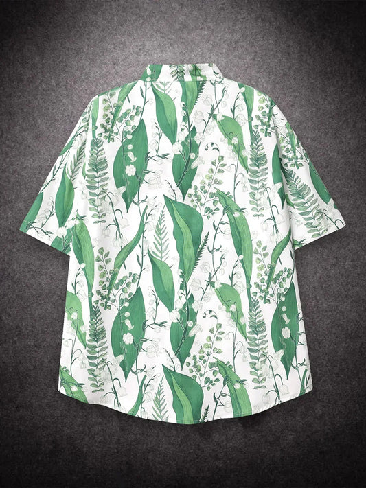 Oversized Loose Short Sleeve Avocado Flower Print Hawaii Beach Summer Men Shirt Student Couples Fashion Casual Mens Clothing